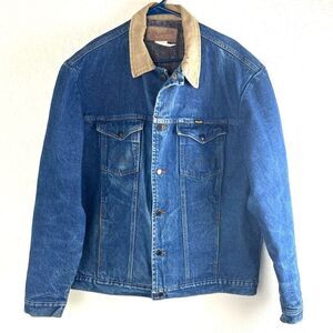 Vintage Wrangler Blue Denim Blanket Lined Corduroy Collar